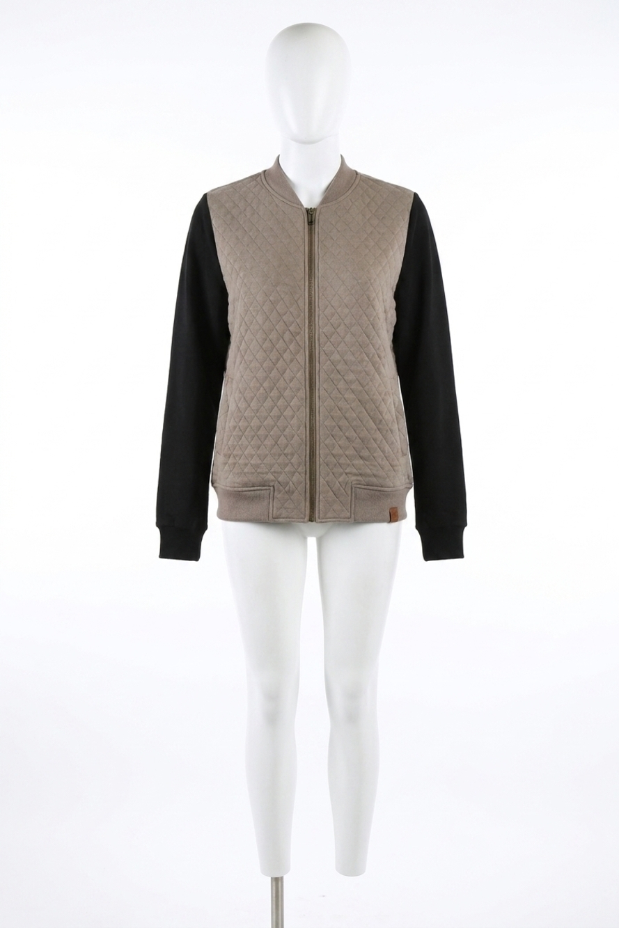 NEW AMPERSAND AVE quilted bomber jacket in taupe black